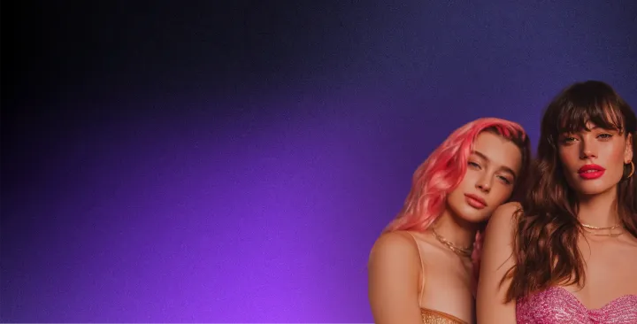 Two women, colorful makeup